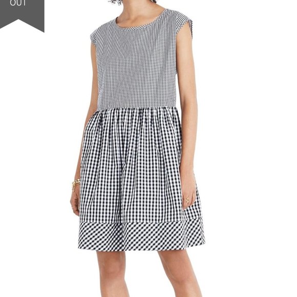 Madewell Dresses & Skirts - Madewell Gingham Mini Dress True Black Sz S NWT